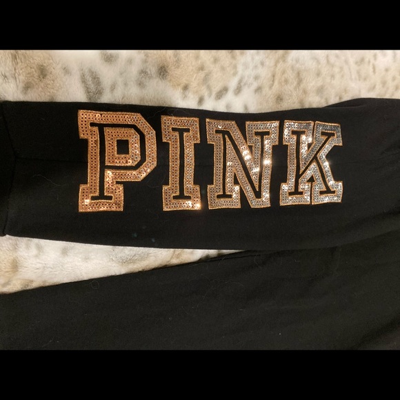 New! VS PINK Bling rose gold sequin skinny jogger - Picture 4 of 4